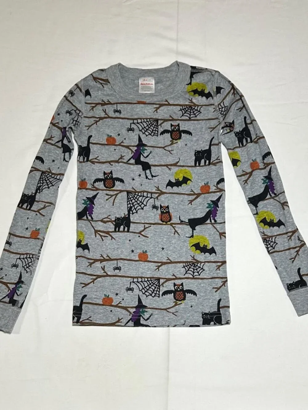Hanna Andersson Unisex Kids 8 130cm Gray Halloween Print Long john Pajamas